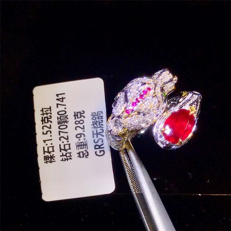 SGARIT Natural Gemstone Jewelry Custom 1.52ct Mozambique Pigeon Blood Unheated Natural Ruby Ring Engagement Women