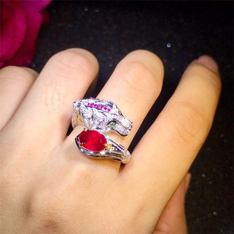 SGARIT Natural Gemstone Jewelry Custom 1.52ct Mozambique Pigeon Blood Unheated Natural Ruby Ring Engagement Women