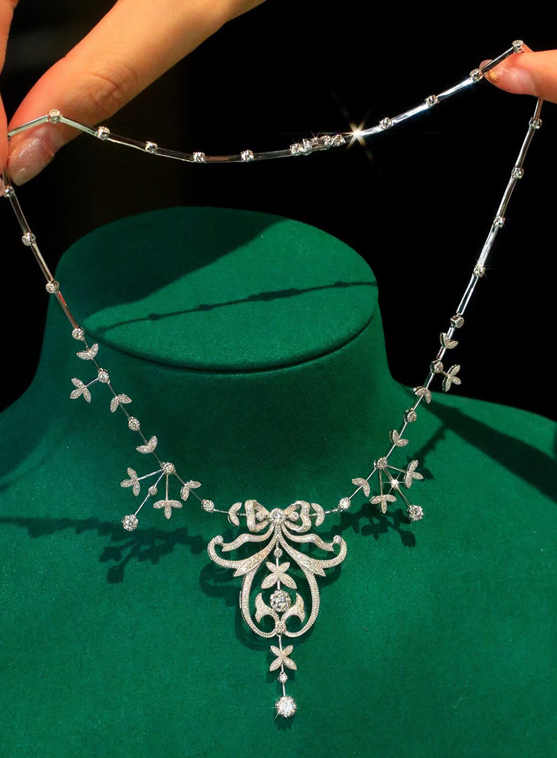 Soild 18K White Gold Necklace 2.15Carat Natural Diamond Necklace Luxury Wedding Party Fine Jewelry Birthday Gift