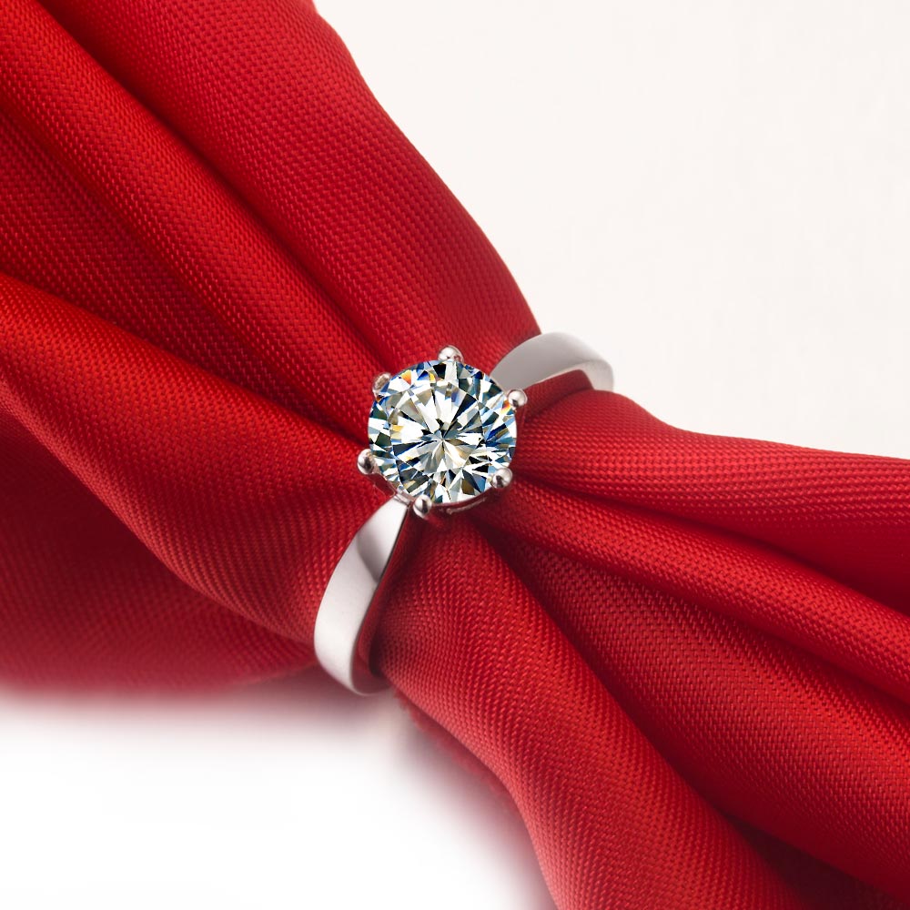 Solid Platinum PT950 Ring 2CT Natural Moissanite Diamond Women Engagement Ring Clarity VVS1 Test Positive with Certificate · v2