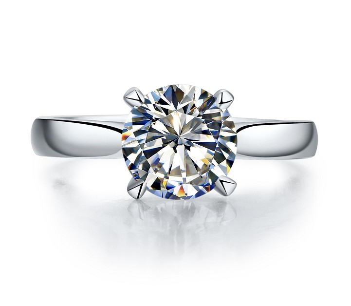 Solid 18K White Gold AU750 Ring 2CT Round Moissanite Diamond Women Wedding Engagement Ring Best Anniversary Day Gift For Girl · v2