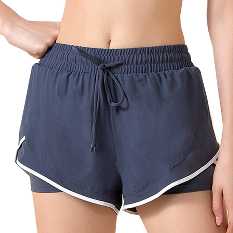 Spring summer new high-waisted abdomen fake two-piece sports shorts female yoga running anti-light quick-drying fitnes hot pants · v3