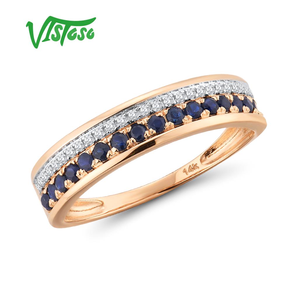 VISTOSO 14K Rose Gold Rings For Lady Genuine Shiny Diamond Fancy Ruby Sapphire Emerald Engagement Anniversary Chic Fine Jewelry · v2