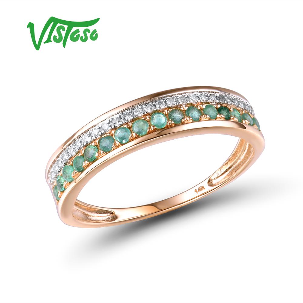 VISTOSO 14K Rose Gold Rings For Lady Genuine Shiny Diamond Fancy Ruby Sapphire Emerald Engagement Anniversary Chic Fine Jewelry · v2