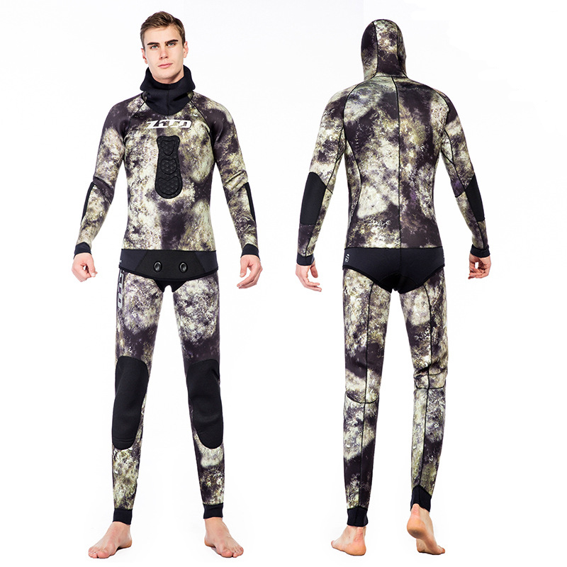 Wetsuit 3.5mm Mens  CR Neoprene Open Cell camouflage Two-piece  spearfishing diving suit winter swimsuit Unisex