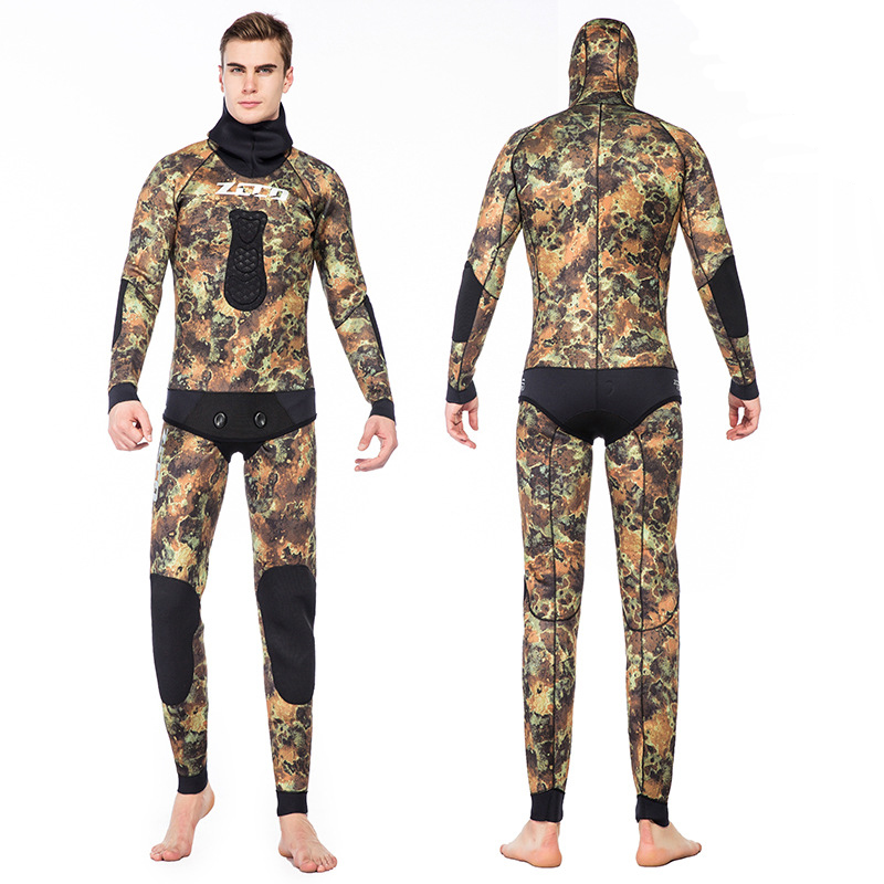 Wetsuit 3.5mm Mens  CR Neoprene Open Cell camouflage Two-piece  spearfishing diving suit winter swimsuit Unisex