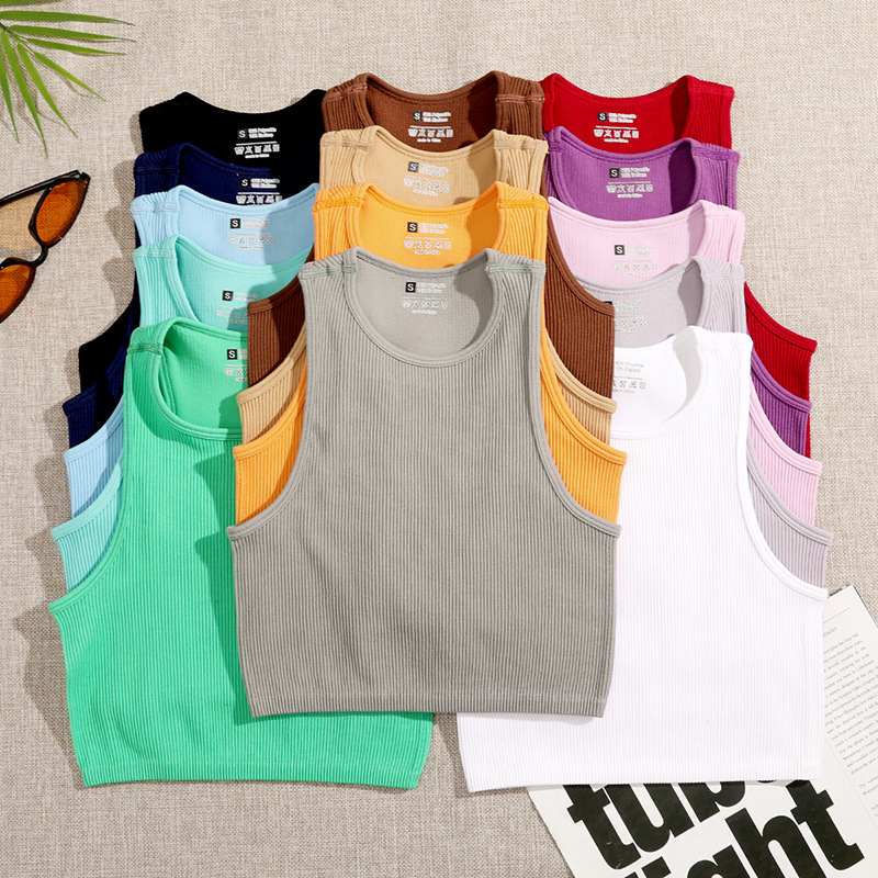 Yogaweste für Damen, nahtlos, geripptes Fitnessstudio, Sport, Crop Top, sexy Streetwear, Rippstrick, Fitness, Laufweste, Workout-BH, Tanktop, weiblich
