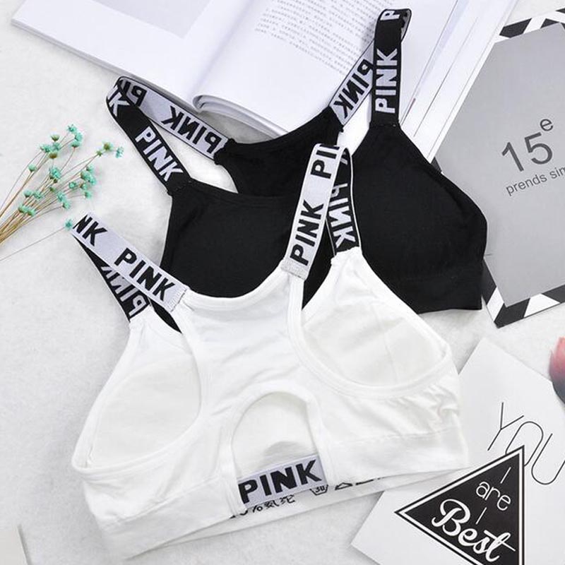 Sport-BH für Damen, Push-Up-Fitness-BH, Yoga-BH, Sportunterwäsche, Laufen, Fitnessstudio, Fitnessoberteile, Schwarz, Weiß, Buchstaben, Nahtlose Unterwäsche