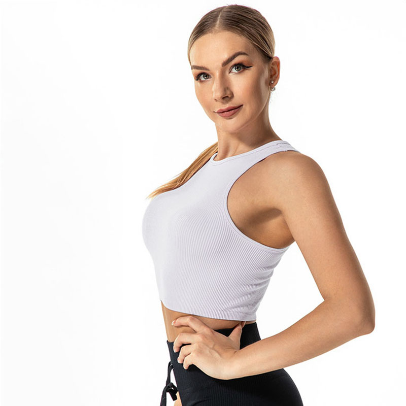 Yogaweste für Damen, nahtlos, geripptes Fitnessstudio, Sport, Crop Top, sexy Streetwear, Rippstrick, Fitness, Laufweste, Workout-BH, Tanktop, weiblich