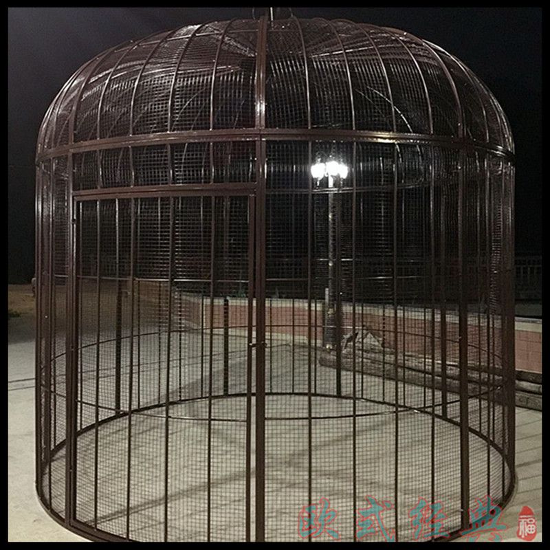 Jaula para pájaros de hierro forjado para pavos reales, loros, estorninos, zorzales, jaula para pájaros grande decorada para exteriores (además, la red no añade fondo)