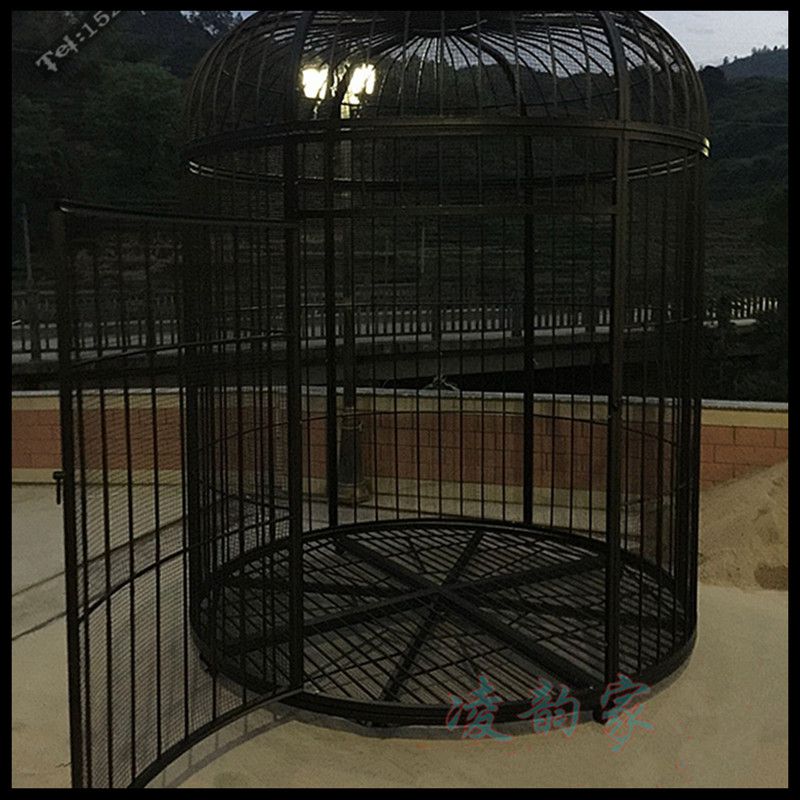 Jaula para pájaros de hierro forjado para pavos reales, loros, estorninos, zorzales, jaula para pájaros grande decorada para exteriores (además, la red no añade fondo)