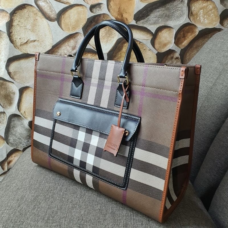 Burbe check medium shopping bag bur totebag bag · v2
