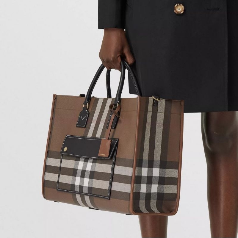 Burbe check medium shopping bag bur totebag bag · v2