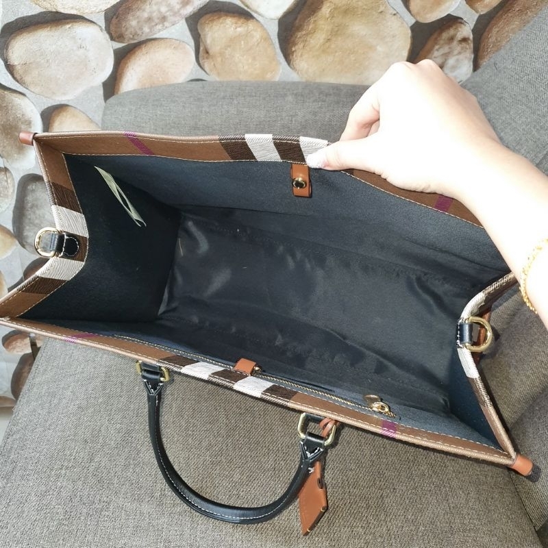 Burbe check medium shopping bag bur totebag bag · v2