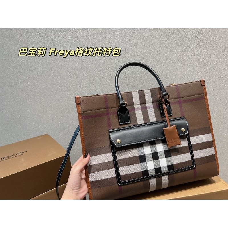 Burbe check medium shopping bag bur totebag bag · v2