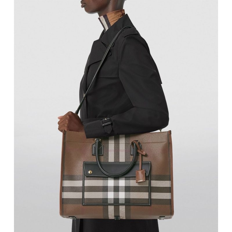 Burbe check medium shopping bag bur totebag bag · v2