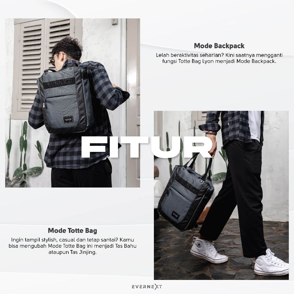 Evernext - Totte Bag Men Women Tote Bag Laptop Backpack Tote Bag Lyon Multifunction Men Women Totte Bag College Work · v2