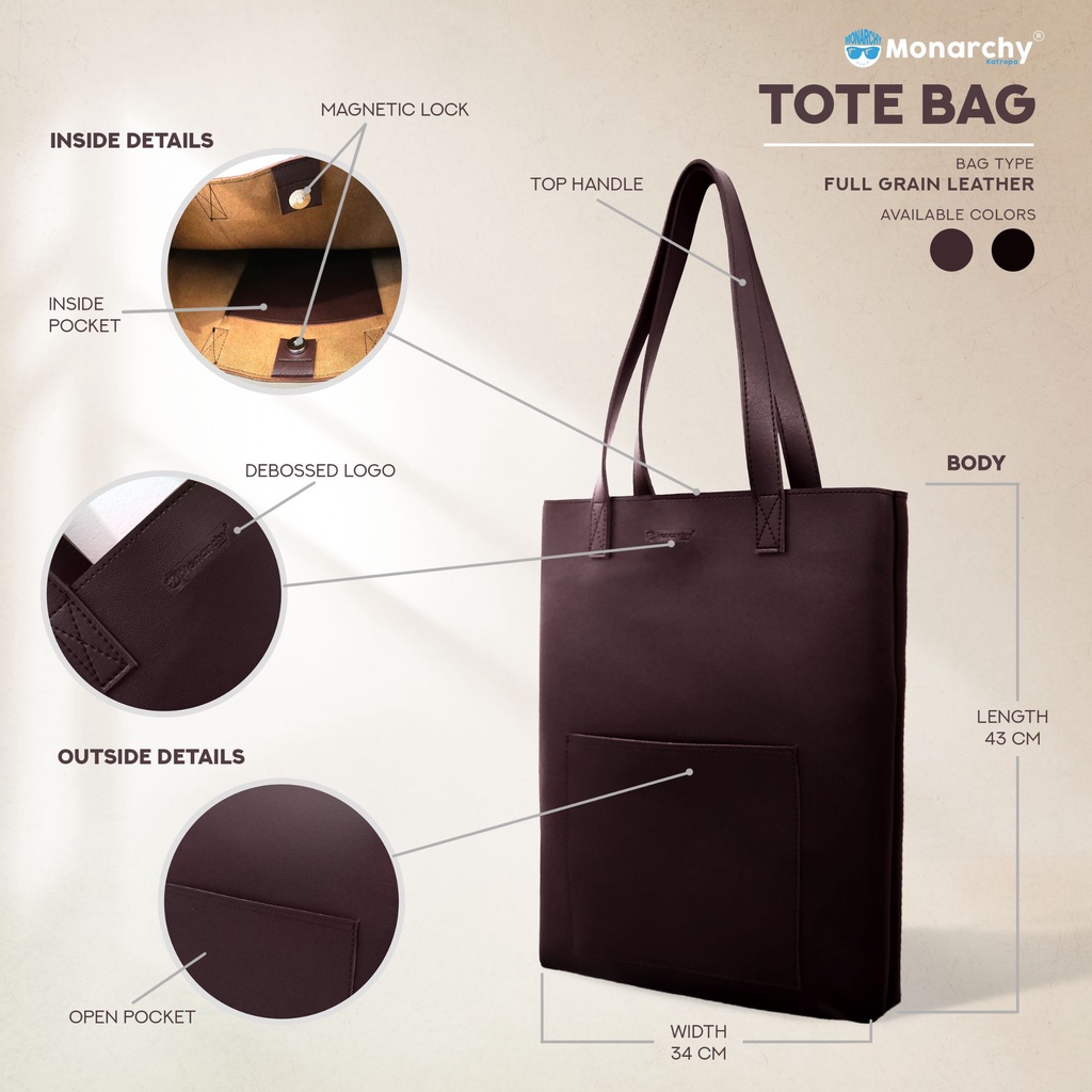Monarchy Confidence Vegan Leather Tote Bag | Minimalist | for Men and Women · v2