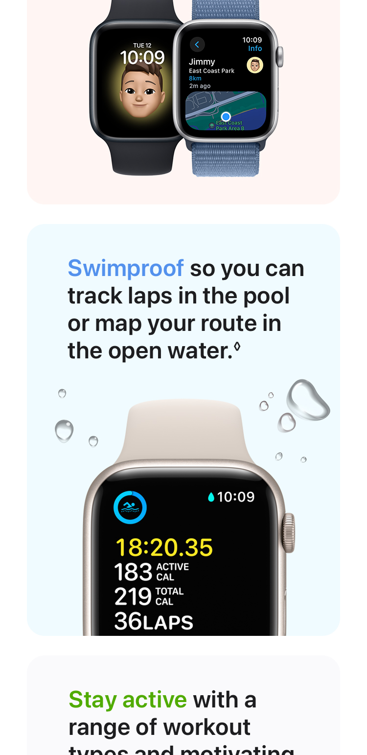 Apple Watch SE (GPS) mit Aluminiumgehäuse, Sportarmband