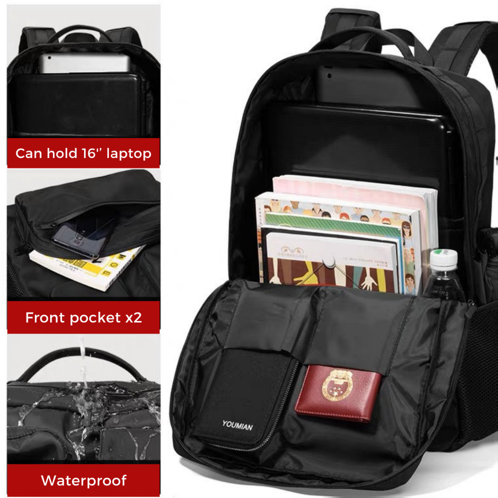 "SG SELLER" TheBagPlaceSG High Quality Many Compartment Backpack able to fit 16inch Laptop Waterproof Travel Bag "Ready" · v2
